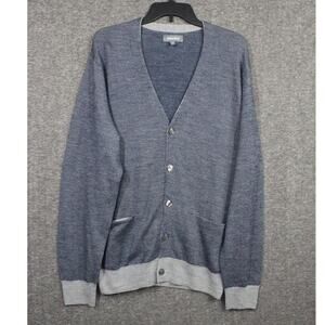 Bonobos Cardigan XL Blue Gray Stretch Extra Fine Merino Wool Button Pockets NEW